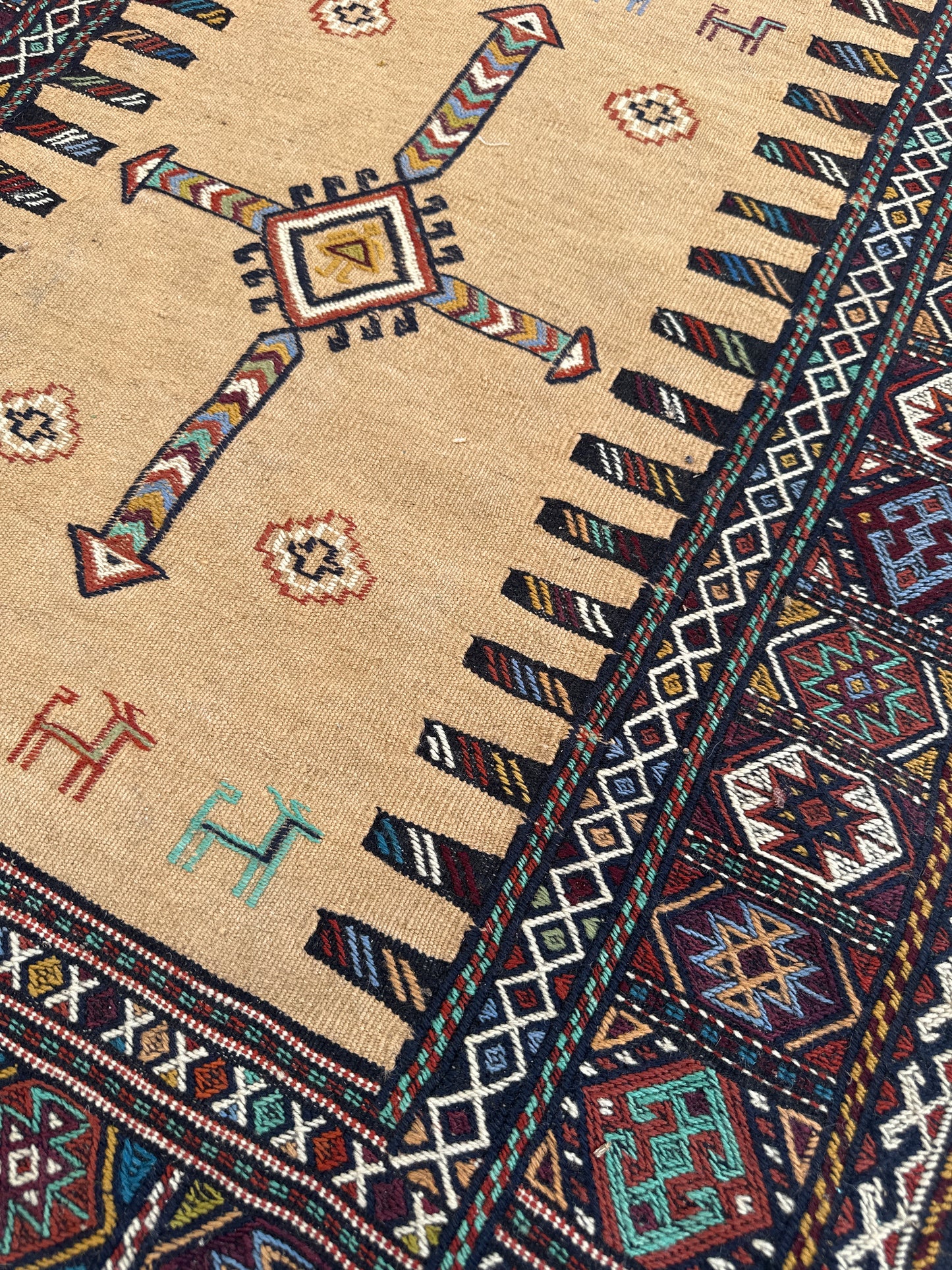 3'x6' Hand-woven Kilim with Soumak Embroidry Baluch Eastern Persian Rug
