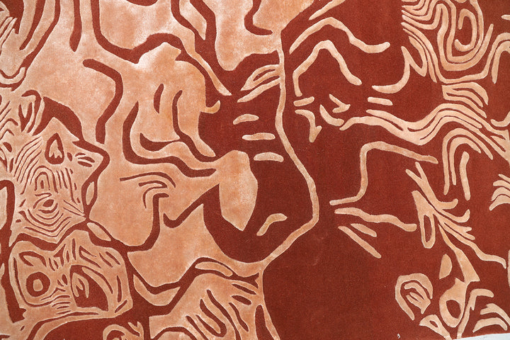Luxury hand-tufted wool and silk rug named Ink, featuring an organic sculptural shape designed by Gulla Jónsdóttir for the Sandbourne Hotel in Santa Monica, produced by Ariana Rugs.