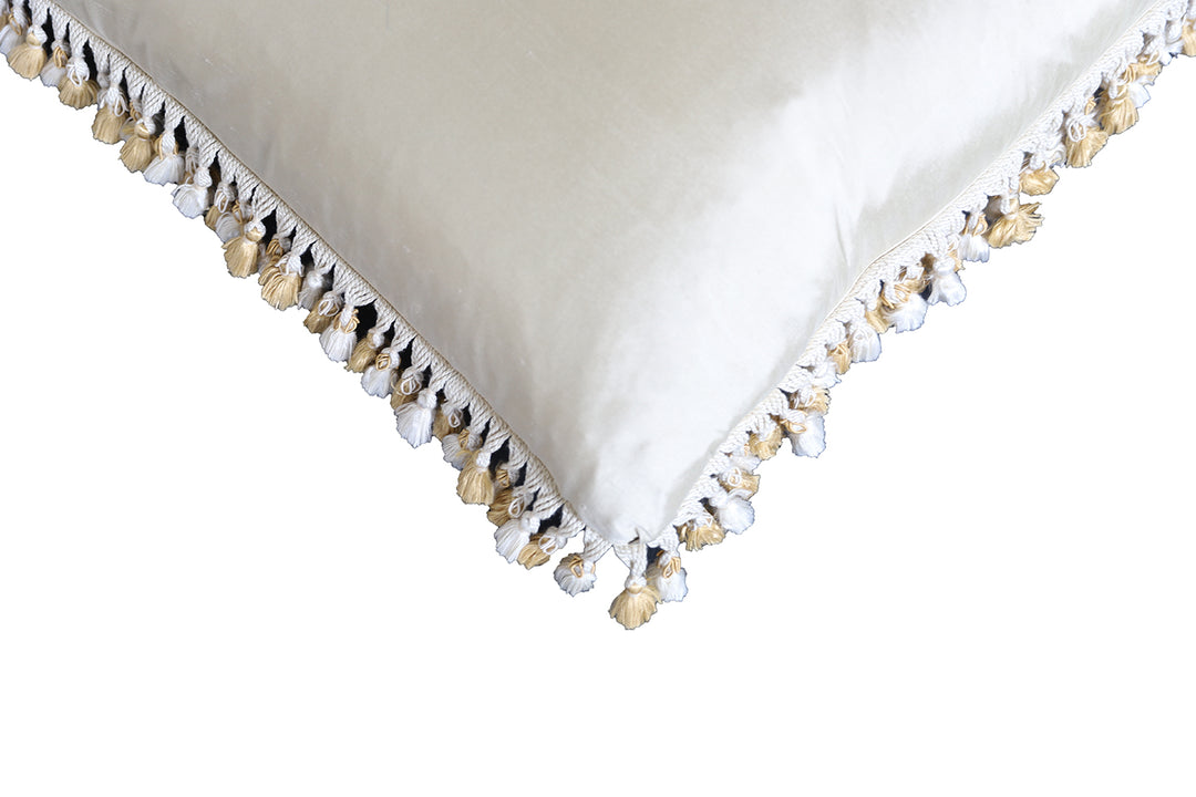 Luxury 24"x24" Ivory Floral Silk Aubusson Pillow | Ariana Rugs