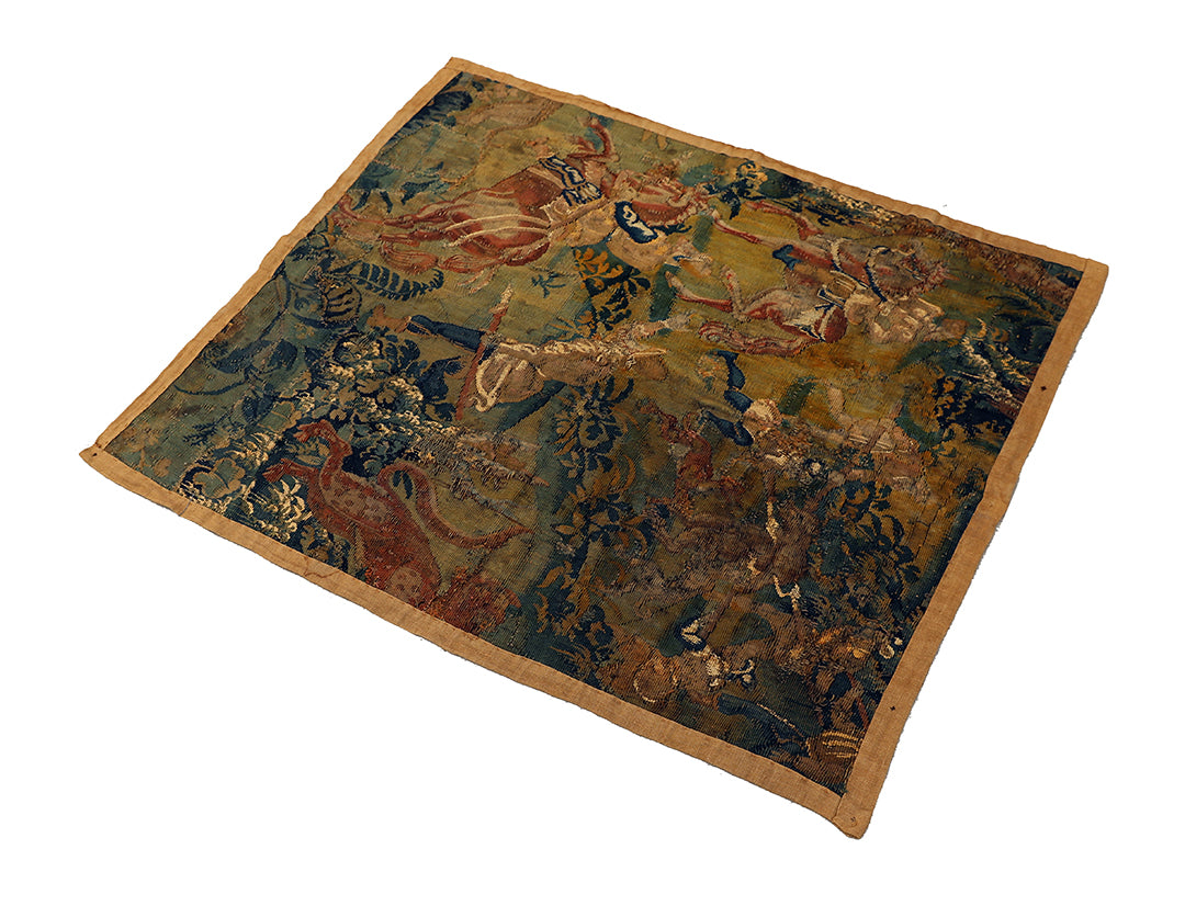 Decorative rug with intricate patterns on a white background