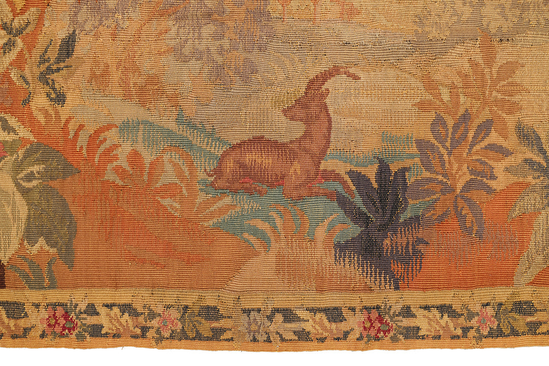 Decorative tapestry with a deer and floral patterns