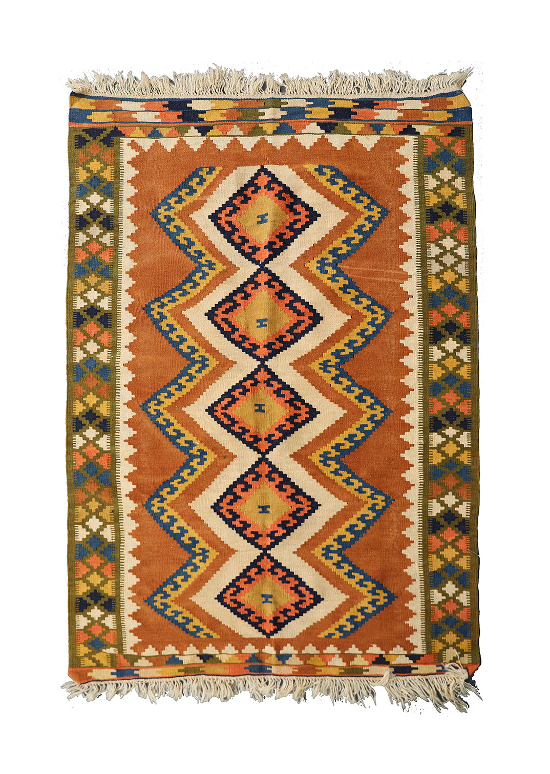 Persian Kilim | Handwoven 100% Wool Colorful Geometric Rug 3'x5'