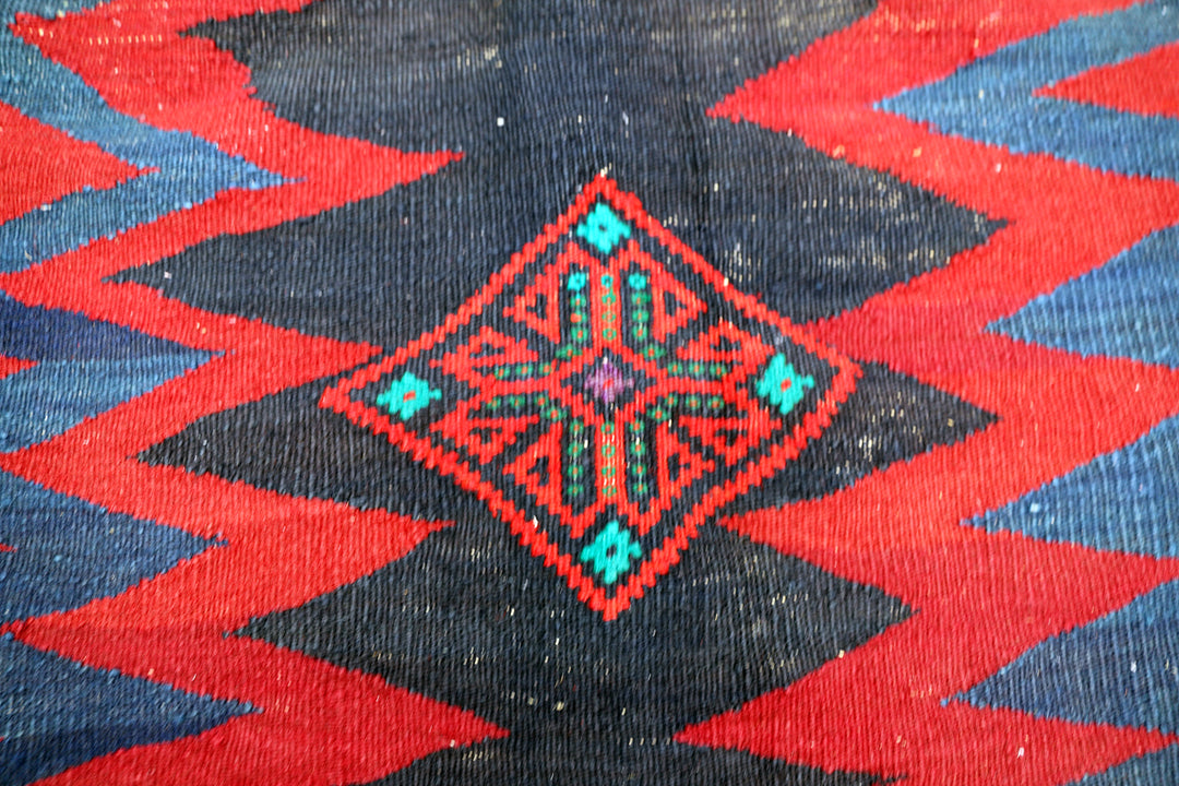 Authentic Persian Rukursi Sofreh Kilim Rug | 4'x4' Square Handwoven Wool