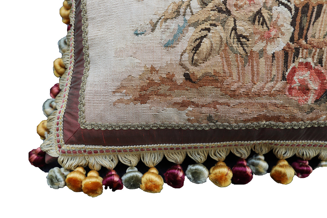 Handmade 2x2 Perot Floral & Bird Handwoven Pillow Cover | Ariana Rugs West Hollywood
