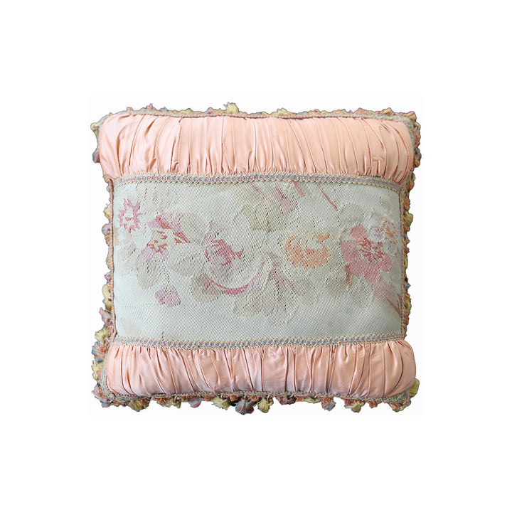 Pink and Cream French Aubusson Silk and Wool Pillowcase