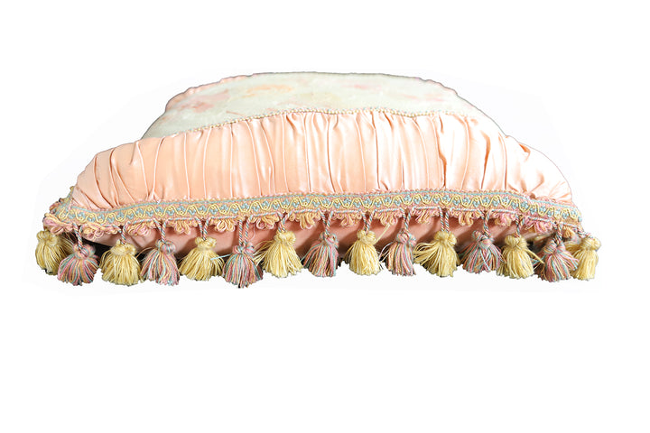 Pink and Cream French Aubusson Silk and Wool Pillowcase