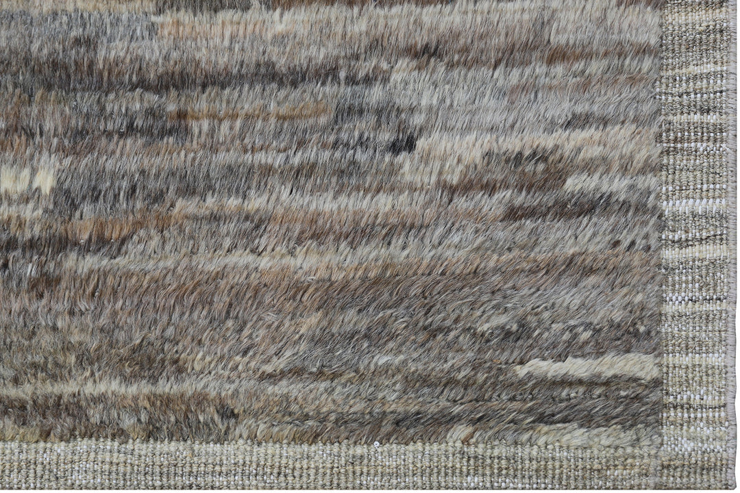 8'x12' Ariana Moroccan Grey Brown Hand Knotted Barchi Rug