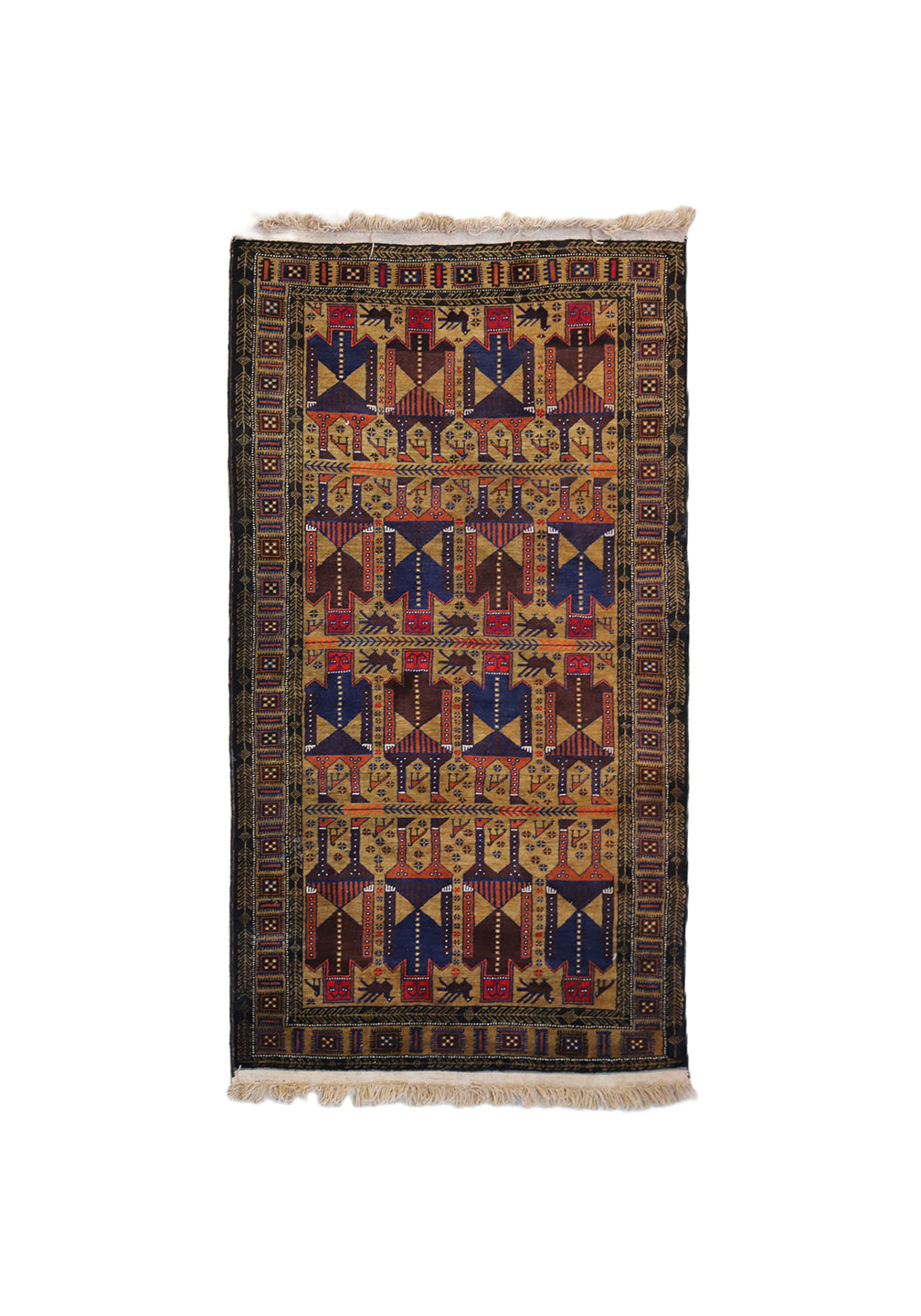 4'x6' Rare Afghan Baluch Pictorial Tribal Rug (6' x 3'6