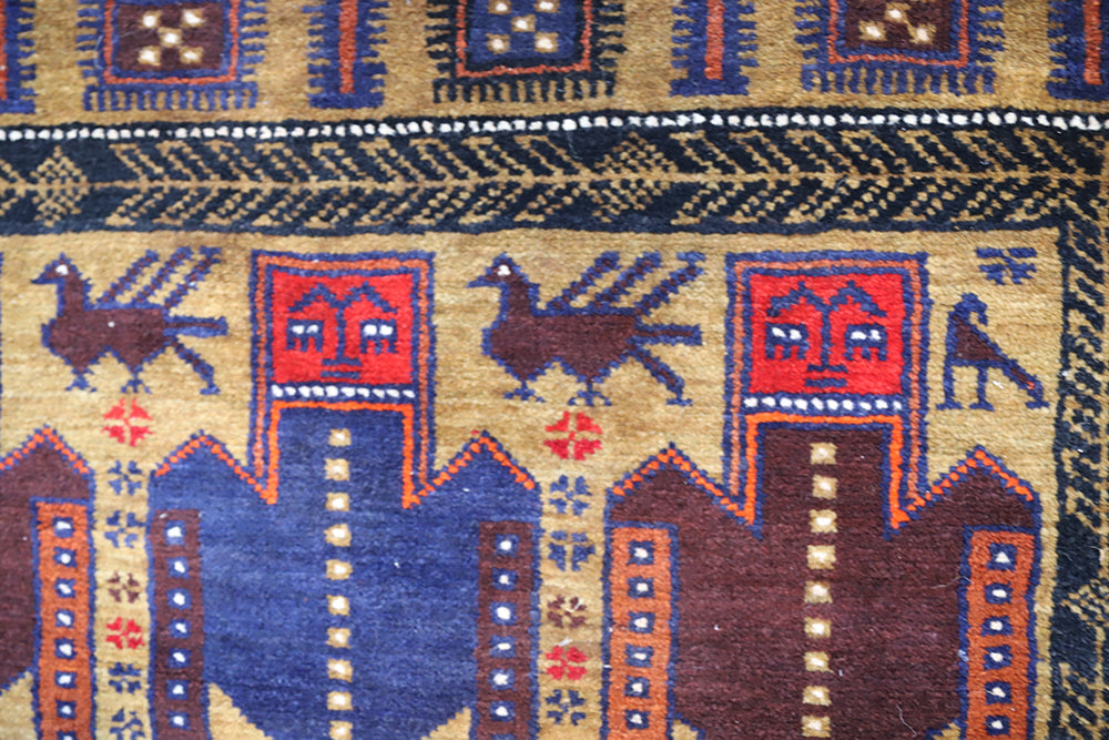 4'x6' Rare Afghan Baluch Pictorial Tribal Rug (6' x 3'6") | Ariana Rugs