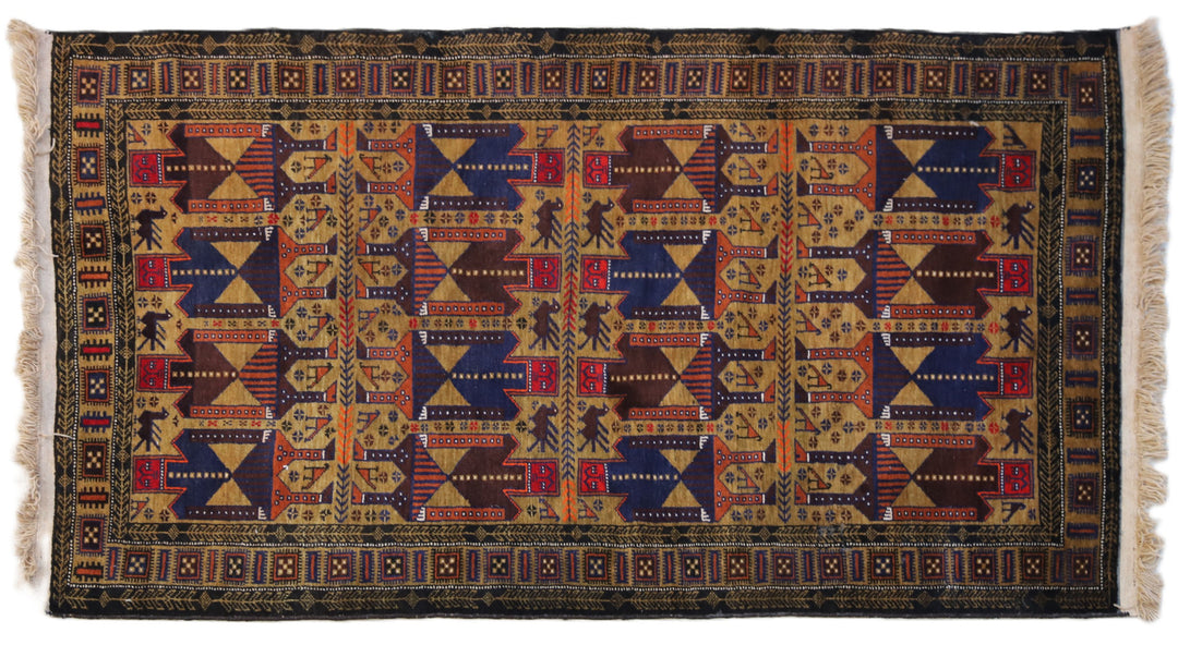 4'x6' Rare Afghan Baluch Pictorial Tribal Rug (6' x 3'6") | Ariana Rugs