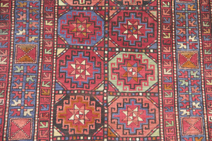 5x9 Red Antique Wool Rug | Hand-knotted | Caucasian Design