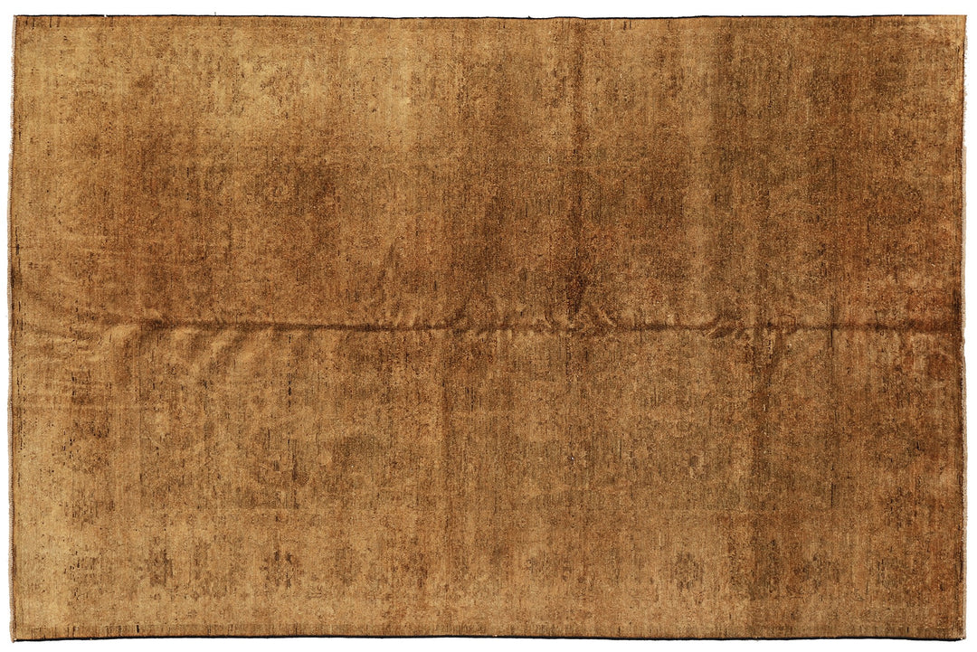 6'0" x 9'2" Saturated Gold Overdye hand-knotted luxury Afghan rug in organic wool featuring a rich Persian design, ethically woven by Hazara women artisans.
