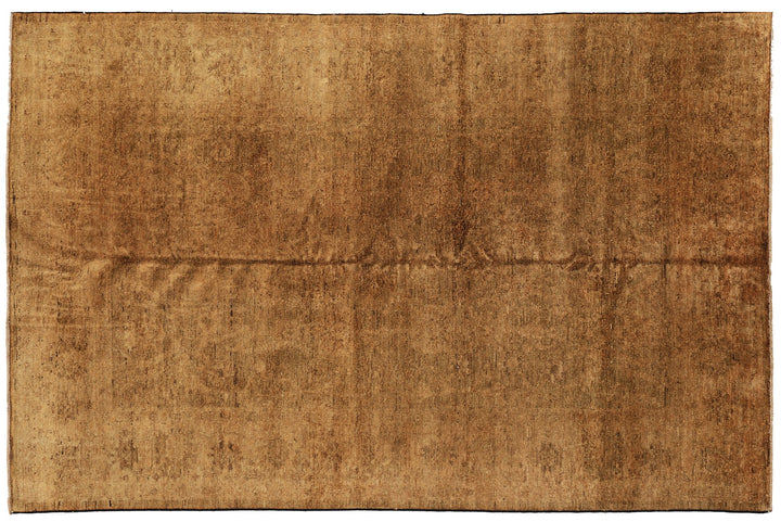 6'0" x 9'2" Saturated Gold Overdye hand-knotted luxury Afghan rug in organic wool featuring a rich Persian design, ethically woven by Hazara women artisans.