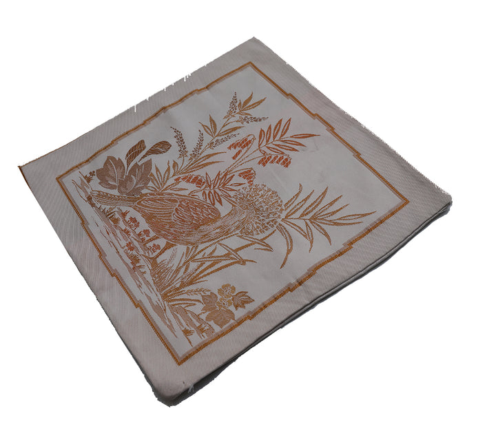 Silver and Terra-cotta Pictural Bird Pillowcase