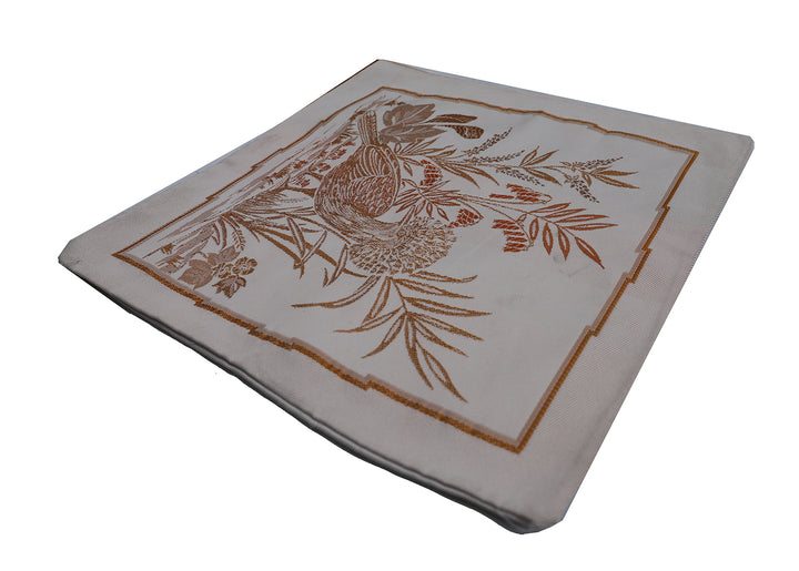 Silver and Terra-cotta Pictural Bird Pillowcase