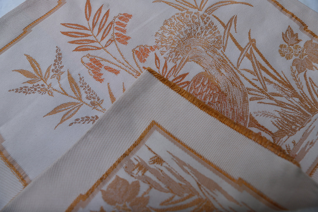 Silver and Terra-cotta Pictural Bird Pillowcase