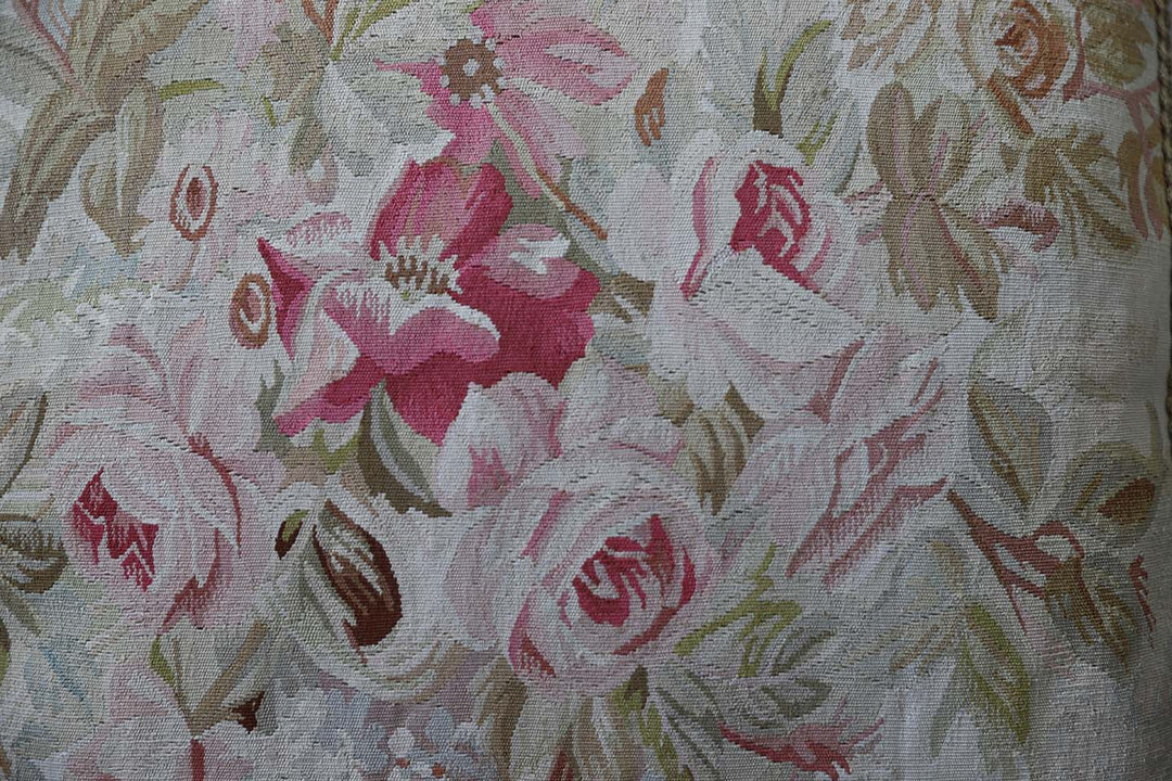 Handcrafted 20x20 very fine soft pink floral silk Aubusson pillowcase by Ariana Rugs West Hollywood