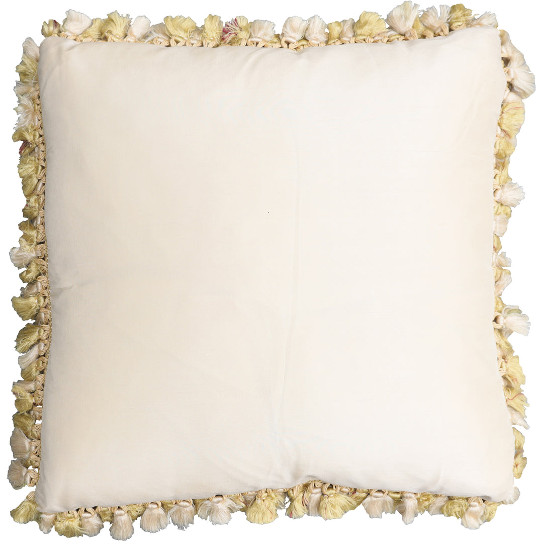 Handcrafted 20x20 very fine soft pink floral silk Aubusson pillowcase by Ariana Rugs West Hollywood