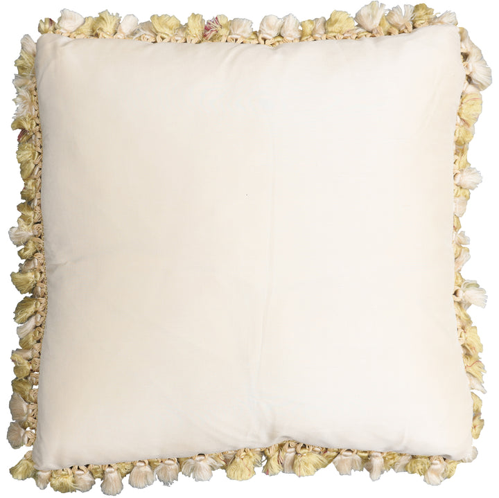 Handcrafted 20x20 very fine soft pink floral silk Aubusson pillowcase by Ariana Rugs West Hollywood