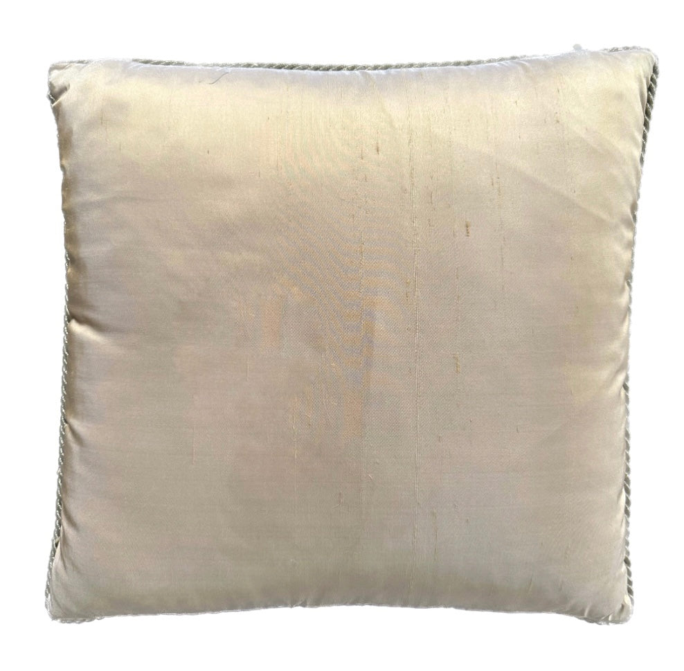 Handmade 20x20 tan and brown wool Aubusson pillowcase by Ariana Rugs West Hollywood