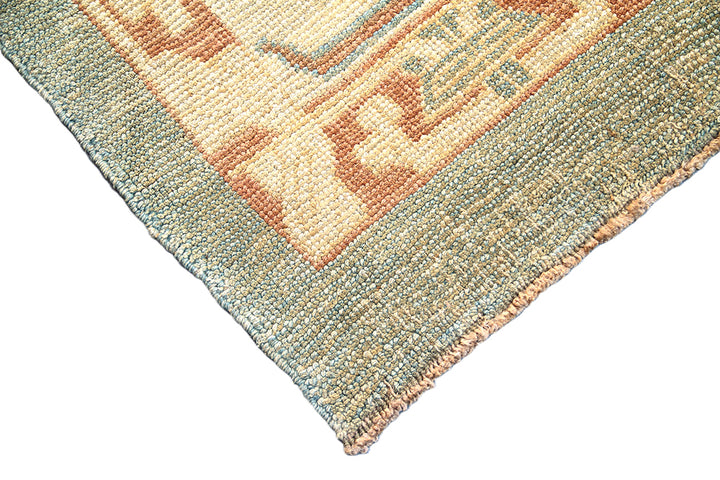 Traditional-Ushak-Ivory-Pastel-Orange-Arts-and-Crafts-Floral-Rug