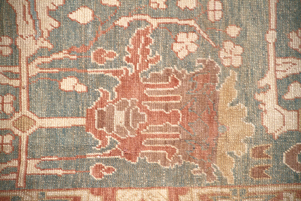 Traditional-Ushak-Ivory-Pastel-Orange-Arts-and-Crafts-Floral-Rug