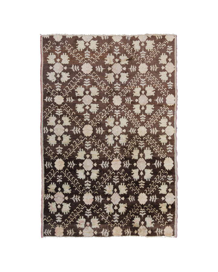 Hand-Knotted Turkish Tribal Rug 4'6" x 6'4" with Geometric Pattern
