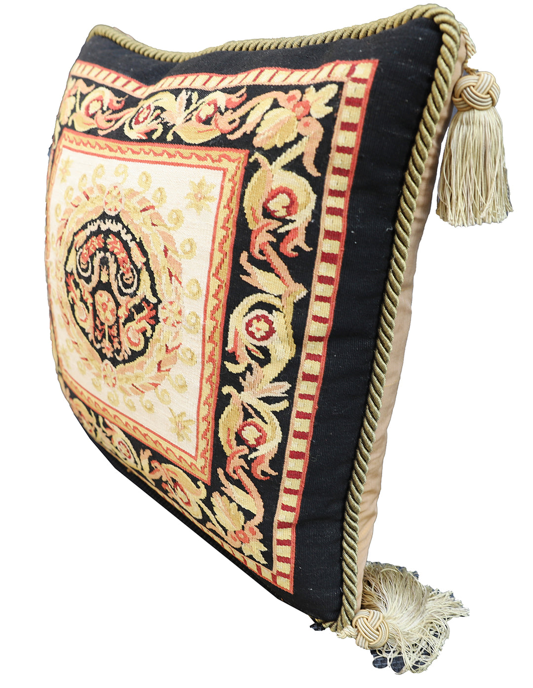Handcrafted 20x20 Versace-style handwoven luxury throw pillowcase by Ariana Rugs West Hollywood