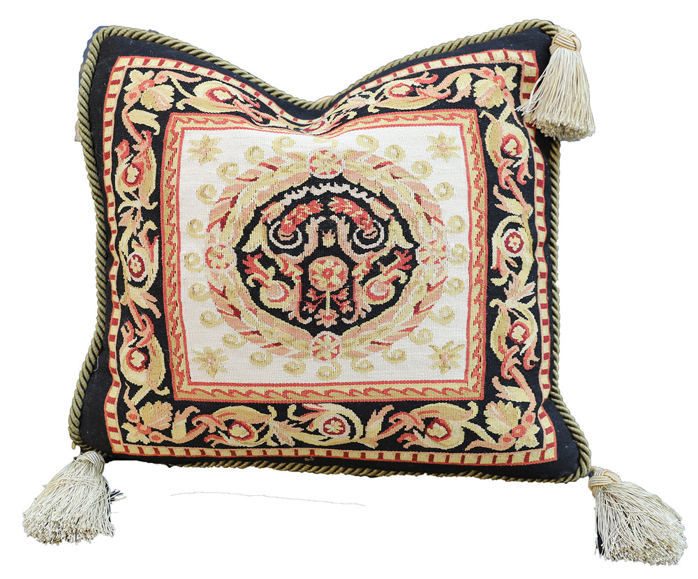 Handcrafted 20x20 Versace-style handwoven luxury throw pillowcase by Ariana Rugs West Hollywood