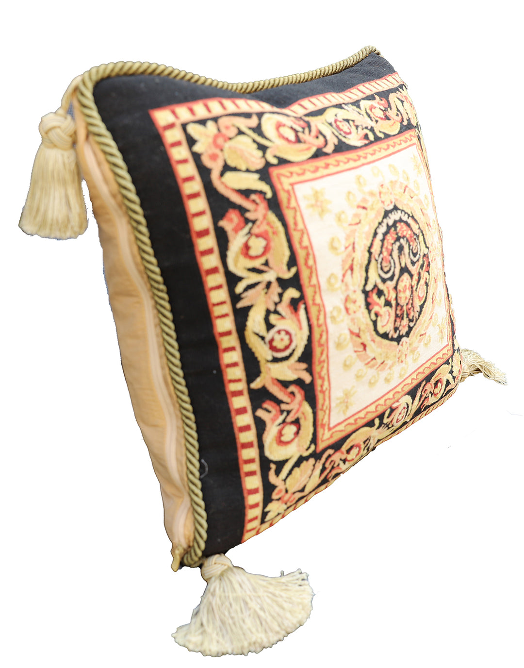 Handcrafted 20x20 Versace-style handwoven luxury throw pillowcase by Ariana Rugs West Hollywood