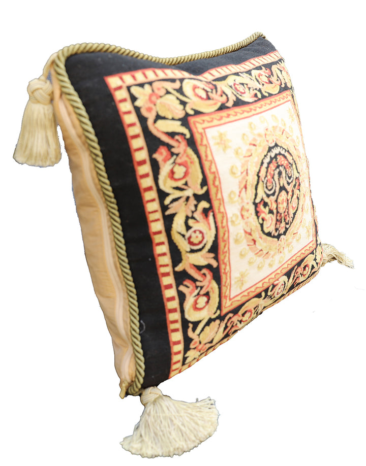 Handcrafted 20x20 Versace-style handwoven luxury throw pillowcase by Ariana Rugs West Hollywood