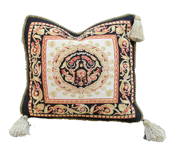 Handcrafted 20x20 Versace-style handwoven luxury throw pillowcase by Ariana Rugs West Hollywood