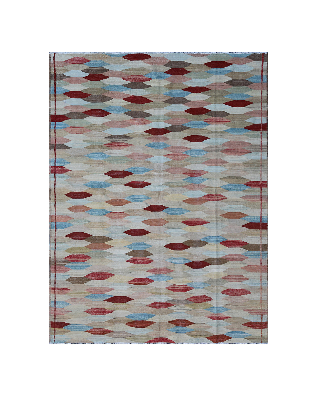 5'x7' Ariana Kilim Collection jewel tone handwoven wool rug styled in a modern transitional living room