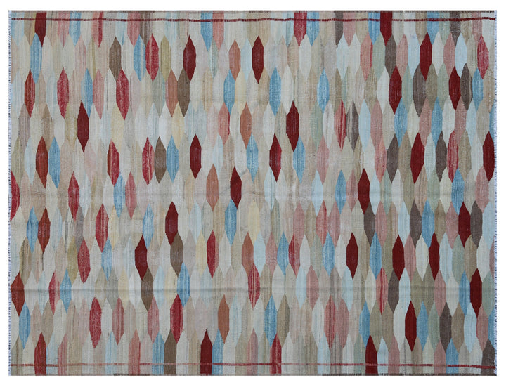 5'x7' Ariana Kilim Collection jewel tone handwoven wool rug styled in a modern transitional living room