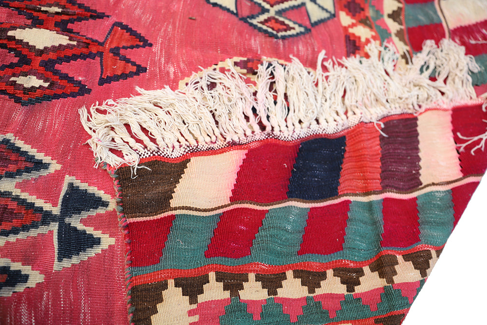 5'x8' Vintage Persian Qashqai Kilim | Vibrant Pink Tribal Flatweave | Ariana Rugs