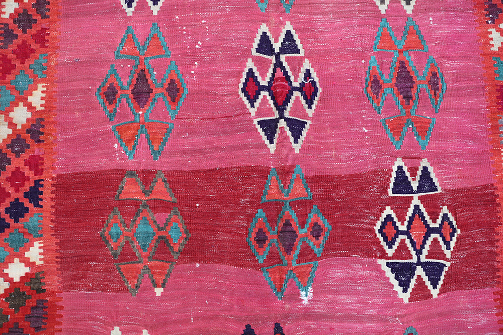 5'x8' Vintage Persian Qashqai Kilim | Vibrant Pink Tribal Flatweave | Ariana Rugs