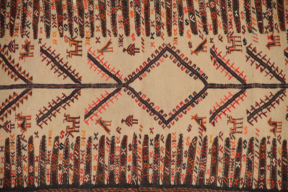 Hand-Woven Vintage Persian Baluch Sofreh Kilim