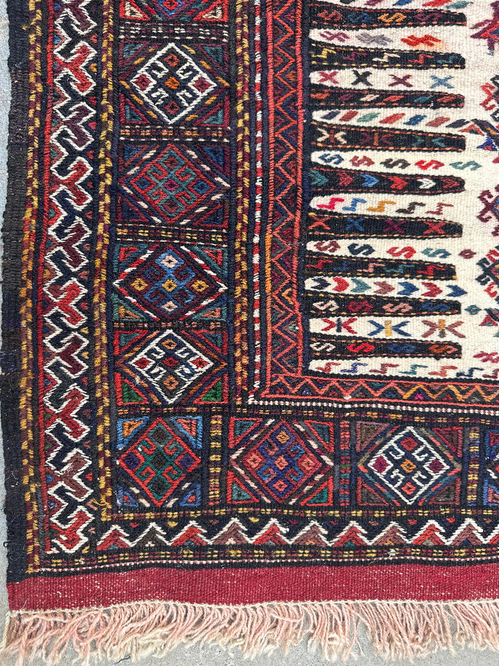 ntique East Persian Quchan Baluch Soumak Kilim