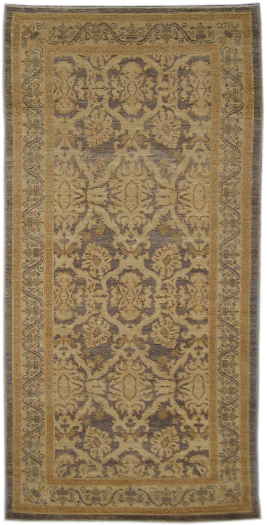 4'x8' Grey Gold Contemporary Spanish Design Ariana Traditional Runner Rug