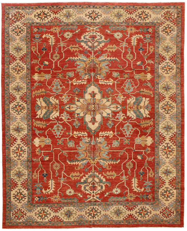 9.11 x  8.04 Heriz Design Orange And Cream  Ariana Hazara Hand-knotted Pile Rug