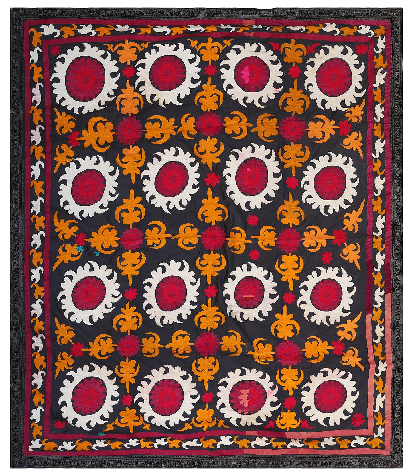 7'x9' Uzbek Suzani Embroidry Textile