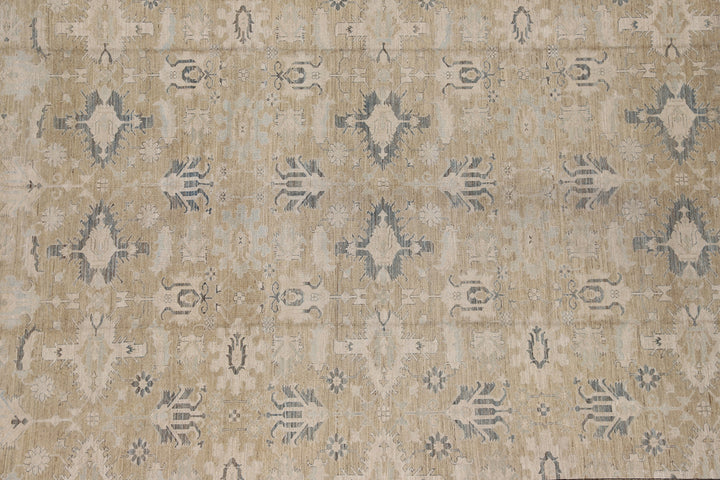 14'x17' Ariana Hazara Geometric Earth Tone with Blue and Ivory Color Rug