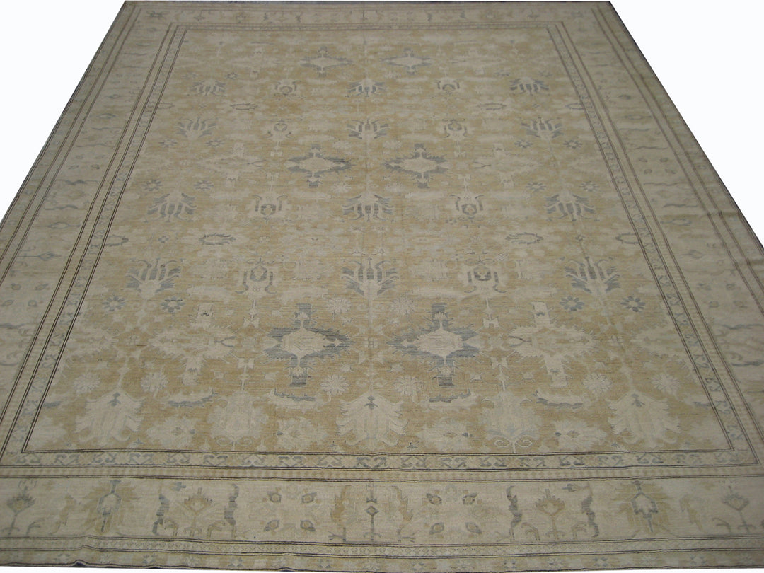 14'x17' Ariana Hazara Geometric Earth Tone with Blue and Ivory Color Rug
