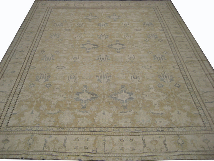14'x17' Ariana Hazara Geometric Earth Tone with Blue and Ivory Color Rug