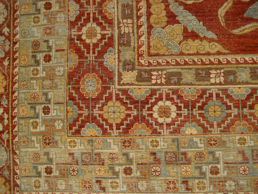 13'x14' Ariana Samarkand Rug | Orange Red Foo Dog Square Area Rug