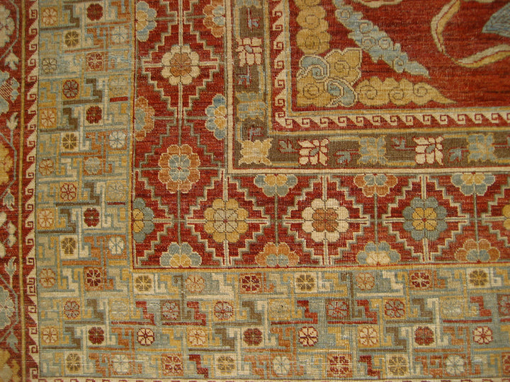 13'x14' Ariana Samarkand Rug | Orange Red Foo Dog Square Area Rug