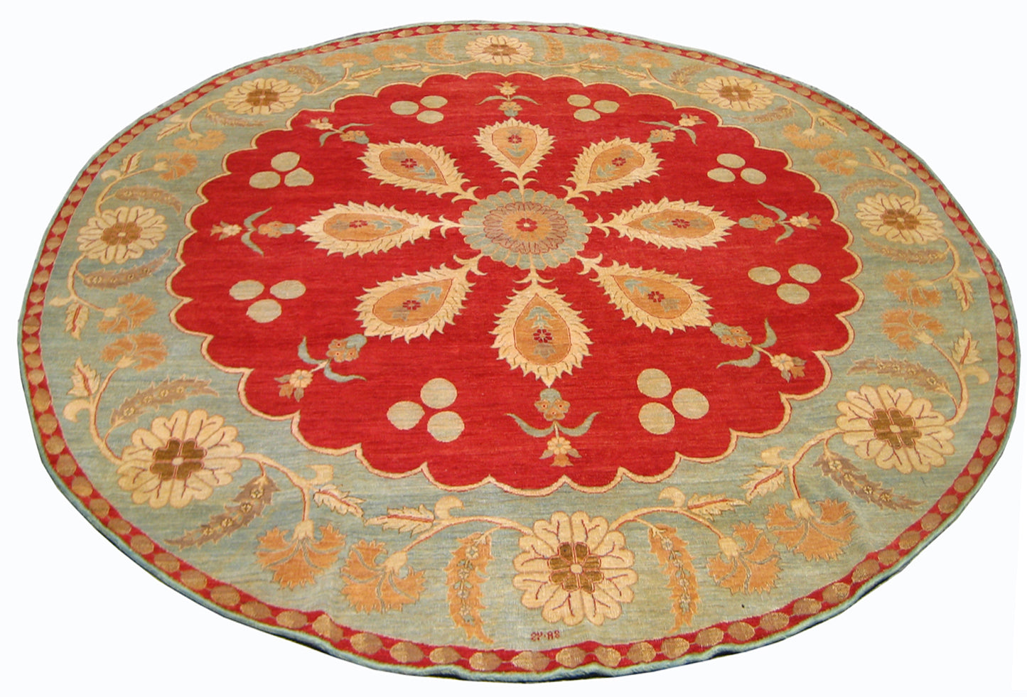 10.0 x 10.0 Hand-Knotted Floral Pattern Ariana Traditional Round Area Rug
