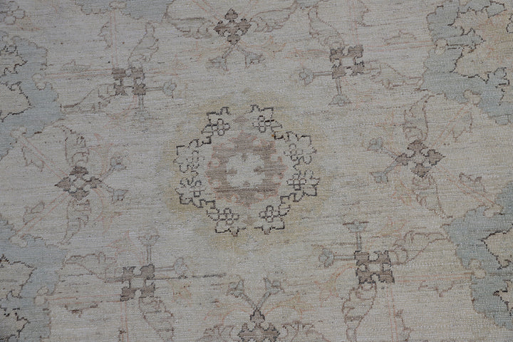 10'x10' Afghan Hand-Knotted Round Rug – Ivory, Blue & Brown | Agra Design