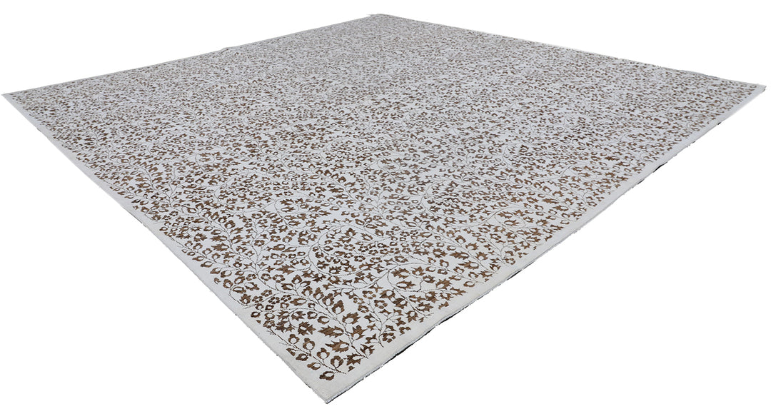 Unique 10x10 Ariana transitional Mille Fleur French design rug in hand-spun wool and cotton from a trusted dealer with over 45 years of experience.