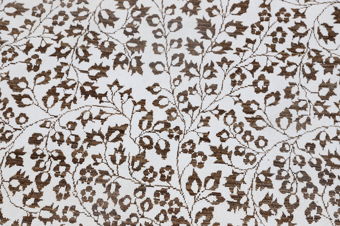 Unique 10x10 Ariana transitional Mille Fleur French design rug in hand-spun wool and cotton from a trusted dealer with over 45 years of experience.